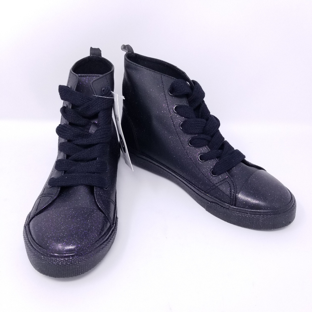 Black with Purple Glitter High Tops